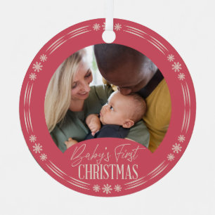 Baby's First Christmas with simple snowflakes Metal Tree Decoration