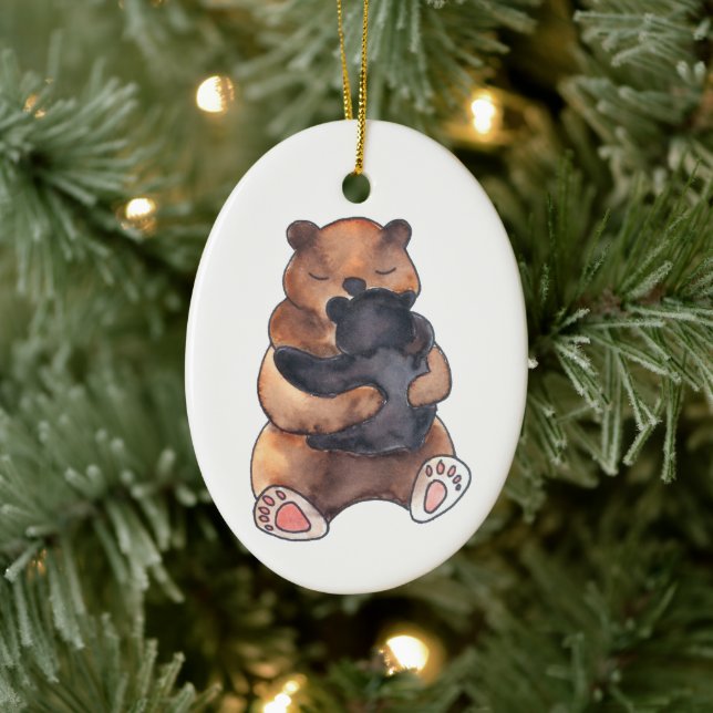 Baby's First Christmas Woodland Bear Hug Ceramic Tree Decoration (Tree)