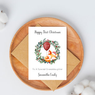 Baby's First Christmas Woodland Fox Holiday Card
