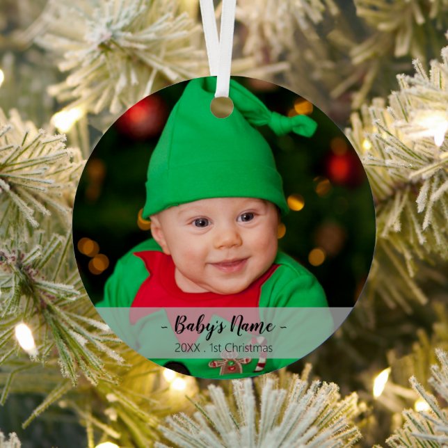 Baby's First Christmas Year Photo Script Name Metal Tree Decoration (Insitu)