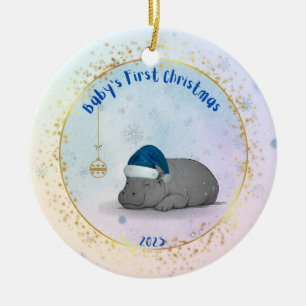 Baby's First ChristmPygmy Hippo Christmas Ornament