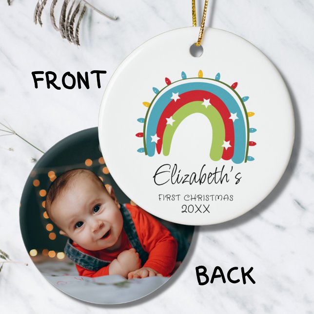 Baby's First Cute Rainbow Christmas Lights Ceramic Tree Decoration (Creator Uploaded)