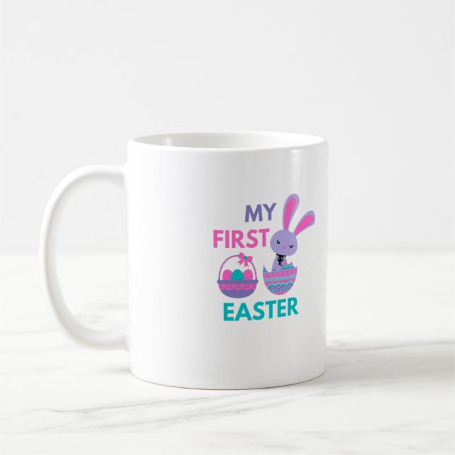 Babys First Easter Funny Rabbit  Coffee Mug (Left)