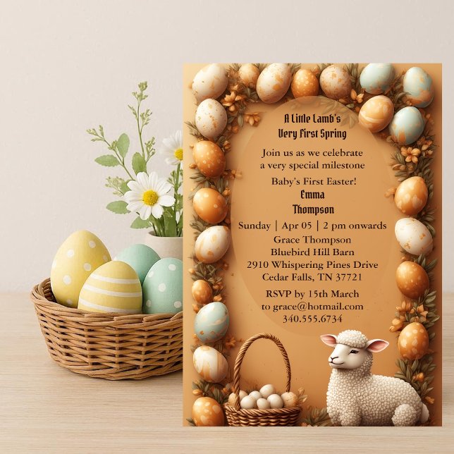 Babys First Easter Pastel Green Spring Lamb Party Invitation (Babys First Easter Pastel Green Spring Lamb Party Invitation)