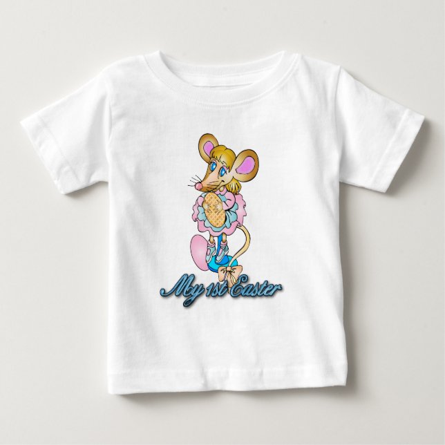 Baby's First Easter T Shirt With Cute Little Mouse (Front)