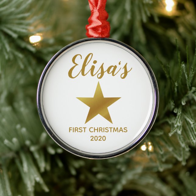 Baby's first first Christmas newborn star Metal Tree Decoration (Tree)