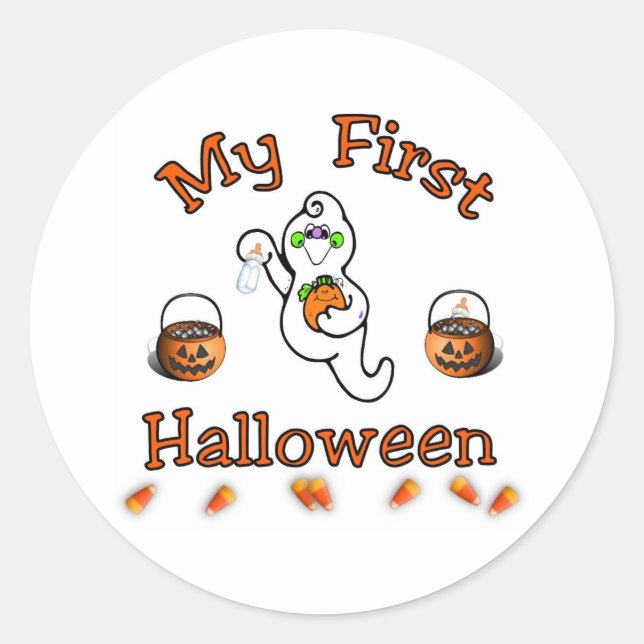 Baby's First Halloween Classic Round Sticker (Front)