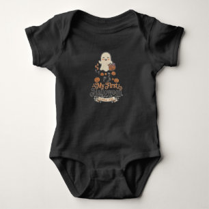 Baby's First Halloween Ghost & Pumpkin Footprints Baby Bodysuit