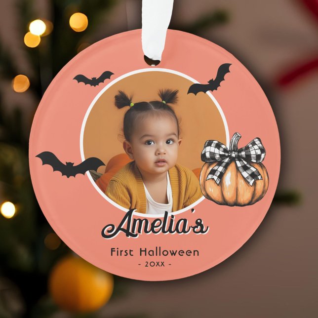 Baby's First Halloween Pumpkin Bats Photo  Ornament (Creator Uploaded)