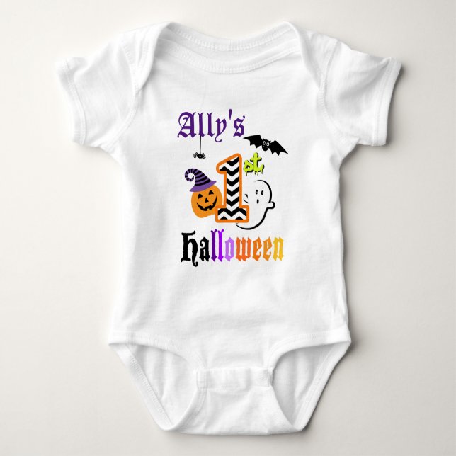 Babys First Halloween Shirt w Chevron (Front)