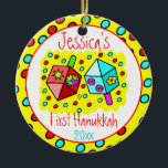 Baby's First Hanukkah - ONE-SIDED Ceramic Tree Decoration<br><div class="desc">Great gift for the parents of any child celebrating his or her first Hanukkah!  Customise the child's name and year of celebration.</div>