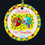 Baby's First Hanukkah - TWO-SIDED Ceramic Tree Decoration<br><div class="desc">Great gift for the parents of any child celebrating his or her first Hanukkah!  Customise the child's name and year of celebration.</div>
