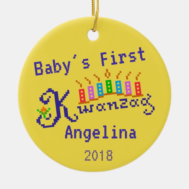Baby's First Kwanzaa Ceramic Tree Decoration (Front)