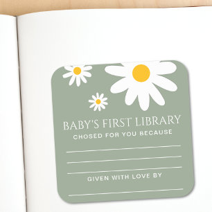 Baby's first Library Baby Shower  Square Sticker