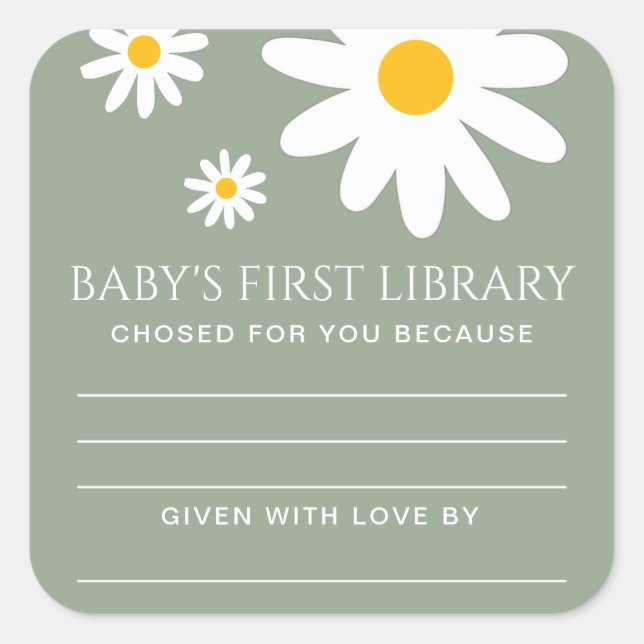 Baby's first Library Baby Shower  Square Sticker (Front)