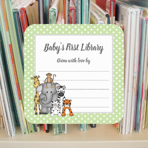 Baby's First  Library bookplate, bring a book Square Sticker