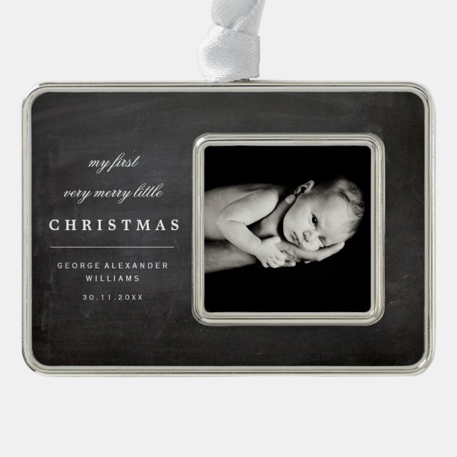 Baby's First Merry Little Christmas Photo Ornament (Front)