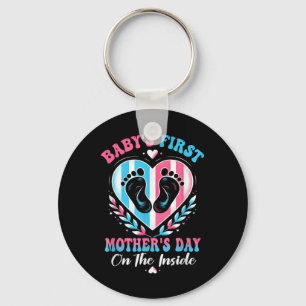 Babys First Mothers Day On The Inside Pregnant Mum Key Ring