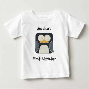 Baby's First Name and Event With Cute Penguin Baby T-Shirt