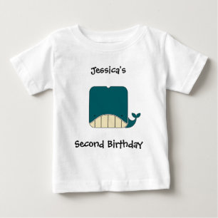 Baby's First Name and Event With Cute Whale Baby T-Shirt
