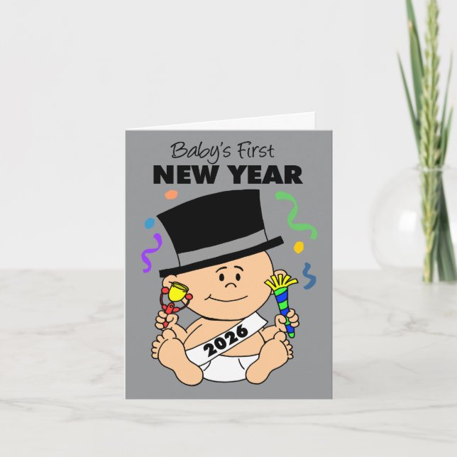 Baby's First New Year 2026 Confetti Holiday Card (Front)