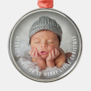 Baby's First Oh So Merry Little Christmas Photo Metal Tree Decoration