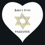 Baby's First Passover Heart Sticker<br><div class="desc">Celebrate baby's first passover with jewish star and matzoh gifts for the jewish holidays and baby apparel for the seder.</div>