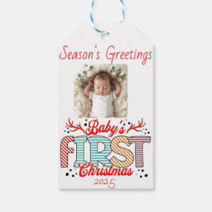 Baby's First  Photo Christmas Red Personalize Gift Tags