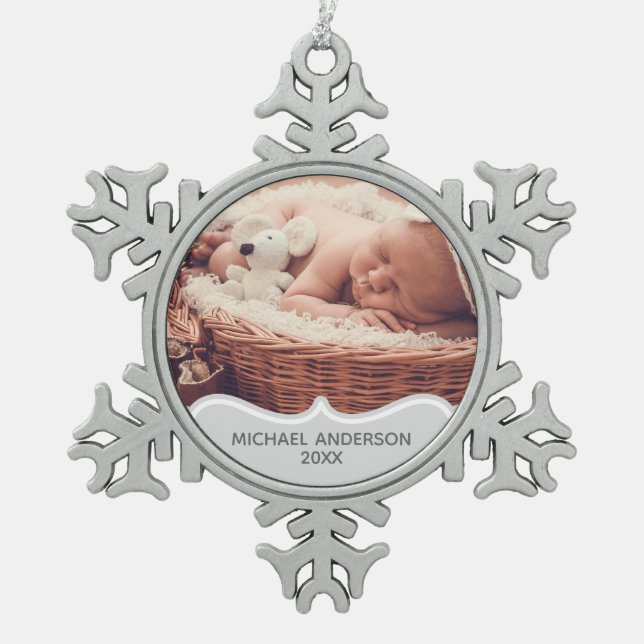 Babys |First PHOTO Keepsake Christmas Ornament (Front)