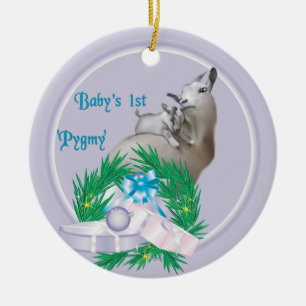 Baby's First Pygmy Goat Wreath Holiday Ornament