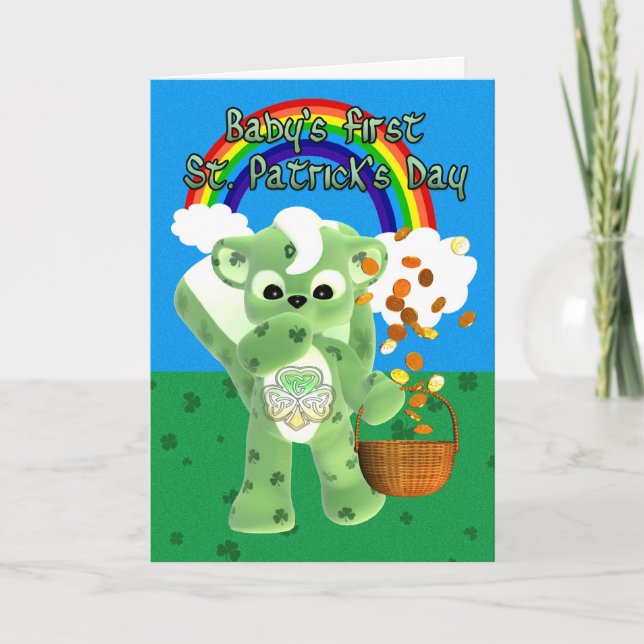 Baby's First St. Patrick's Day Card, with litte cu Card (Front)