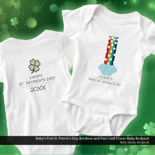 Baby's First St. Patrick's Day Rainbow Clover Baby Bodysuit