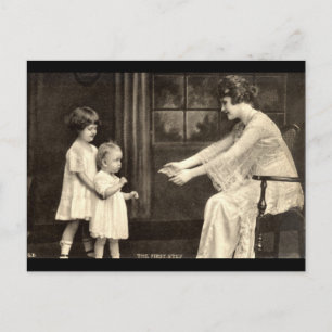 Baby's First Steps Vintage 1918 Postcard
