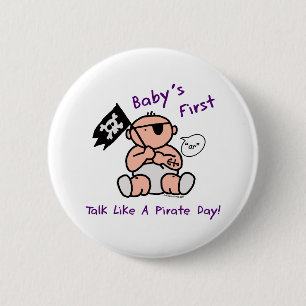 Baby's first talk like a pirate day 6 cm round badge