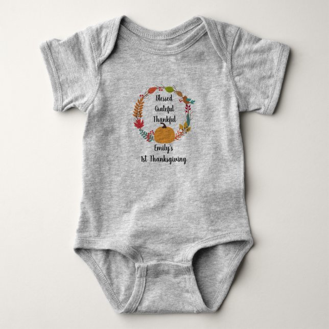 Baby's First Thanksgiving Onsie Baby Bodysuit (Front)