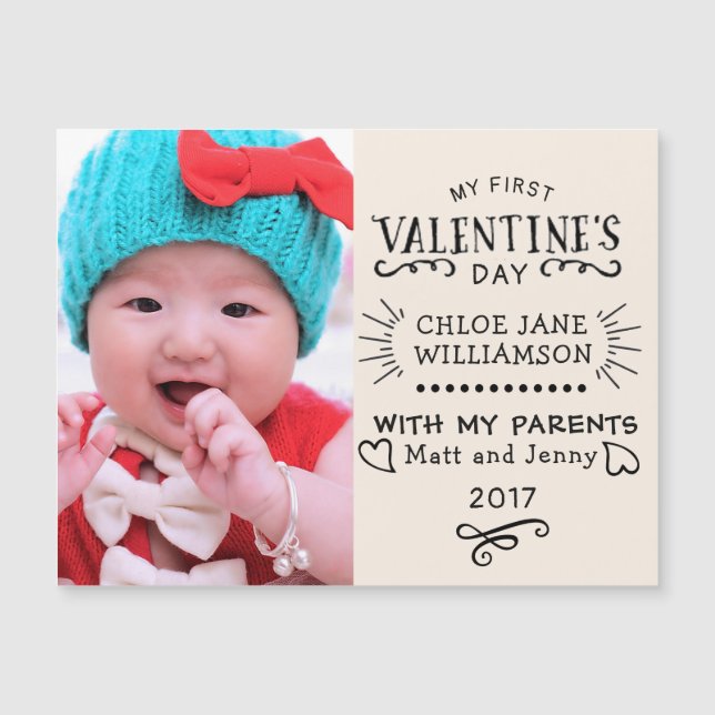 Baby's First Valentine Magnetic Photo Card (Front)