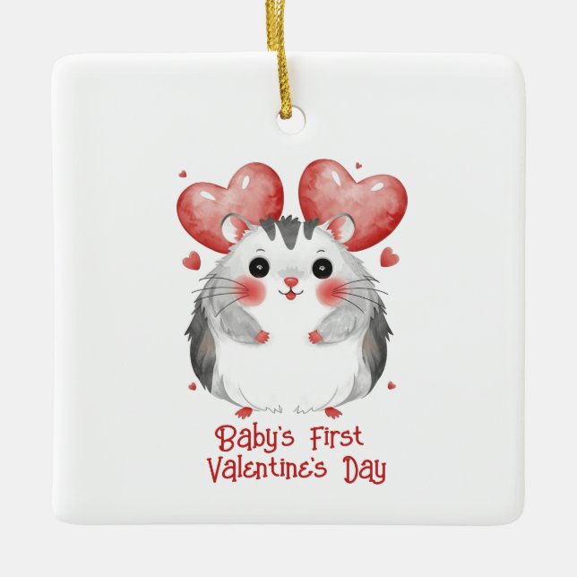 Baby's First Valentine's Day Ceramic Ornament (Front)