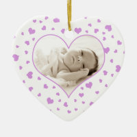 Baby's First Valentine's Day Photo Ornament Purple