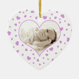 Baby's First Valentine's Day Photo Ornament Purple