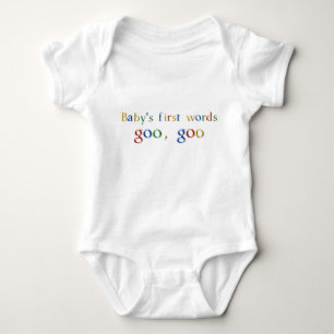 Baby's First Words goo, goo google T-Shirt (back) Baby Bodysuit