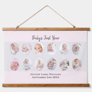 Baby's First Year 12 Photo Collage Hanging Tapestry