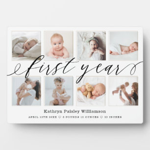 Baby's First Year Birth Stats & Photo Collage Plaque