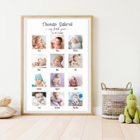 Baby's First Year Birthday Keepsake Photo Collage