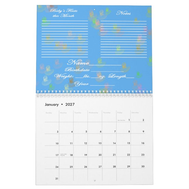 Baby's First Year Blue Calendar (Jan 2027)