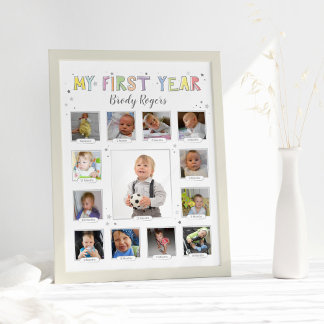 Baby's First Year, Gender Neutral Keepsake Collage Photo Print