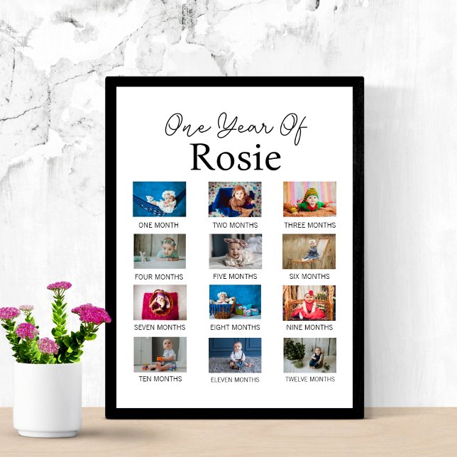 Baby's First Year Milestone 1st Birthday Photo Poster (Creator Uploaded)
