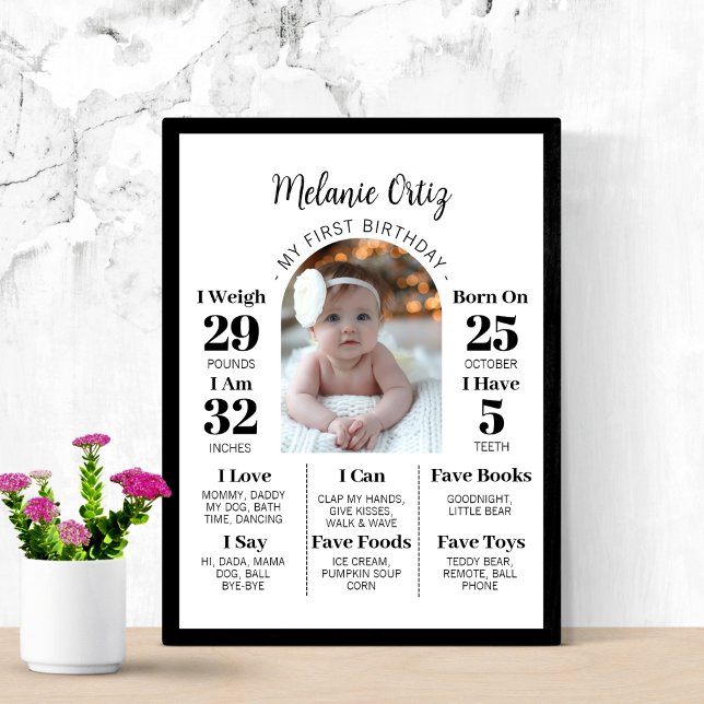 Baby's First Year Milestone 1st Birthday Photo Poster (Creator Uploaded)