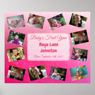 Baby's First Year Personalised Poster