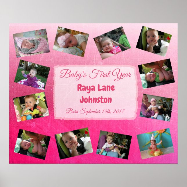 Baby's First Year Personalised Poster (Front)