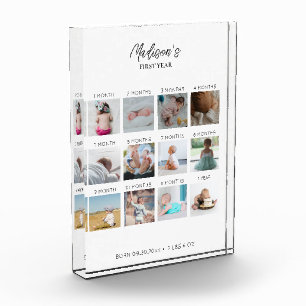 Baby's First Year Photo Collage Birth Stats